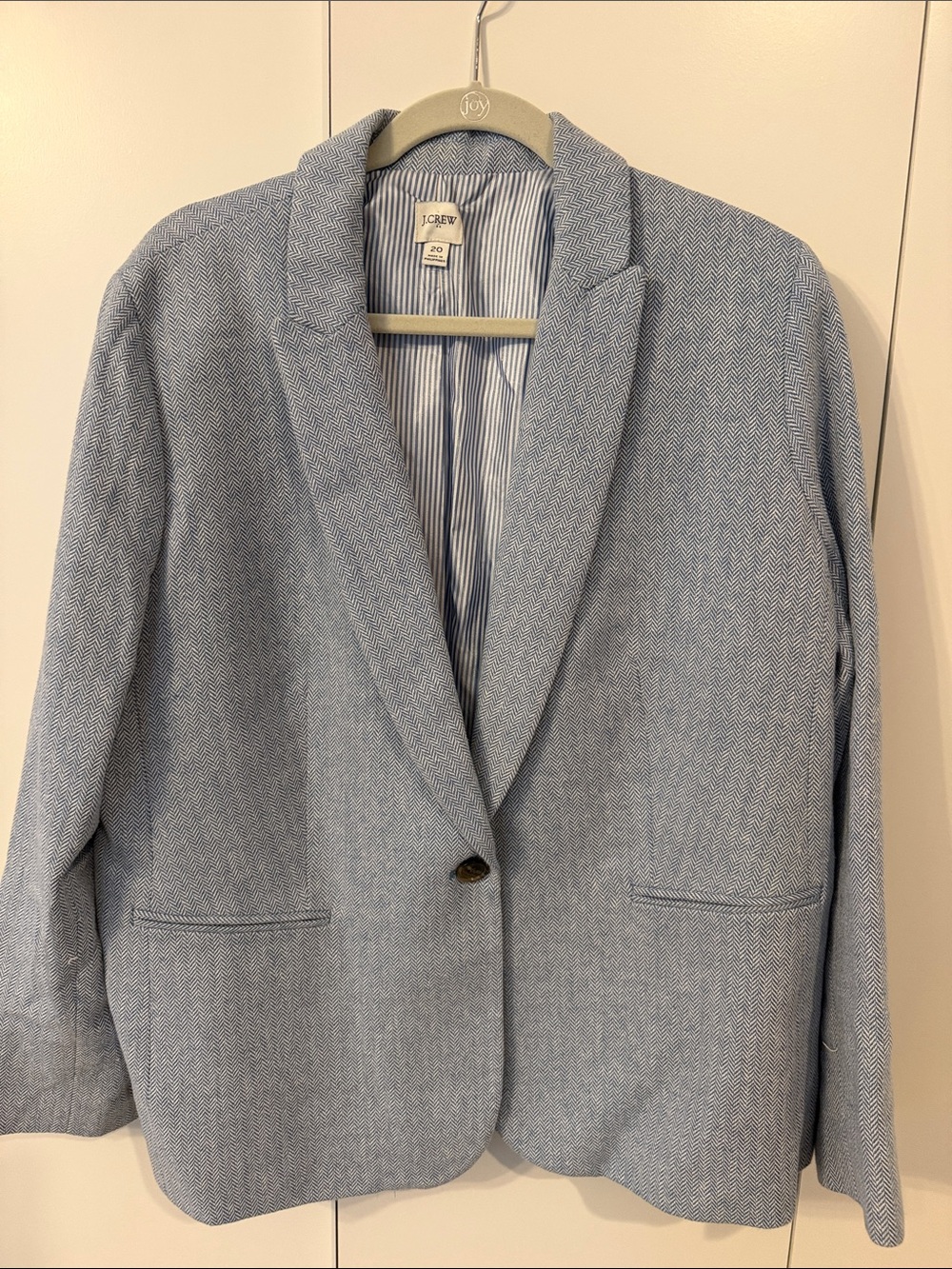 J. Crew Light Blue Herringbone Single-Button Blazer